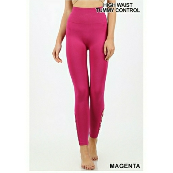 NWT SOFT MAGENTA TUMMY CONTROL LATTICE HEM LEGNGS - Picture 2 of 5